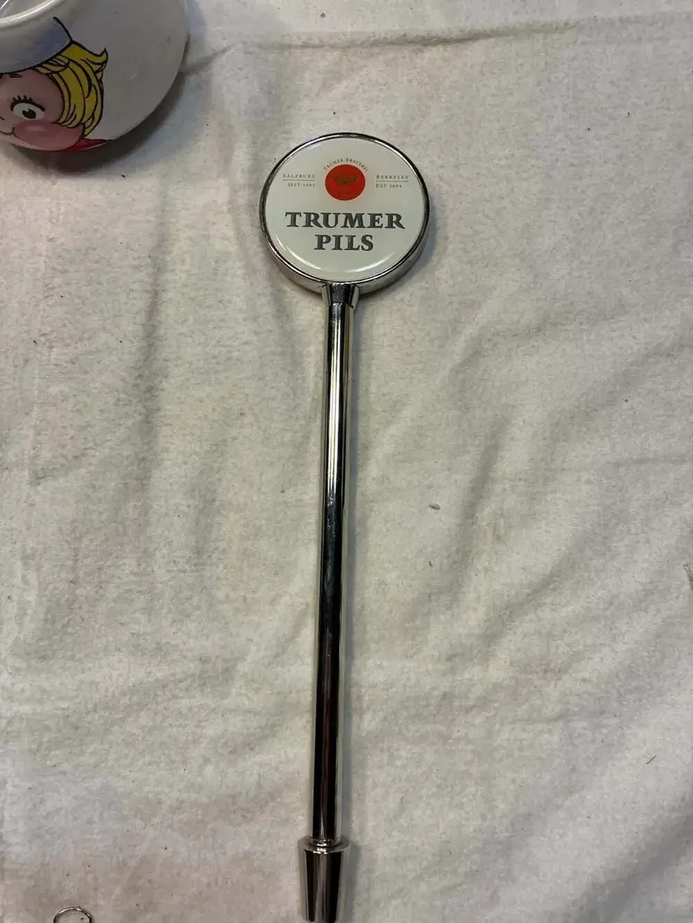 Trumer Pils Beer Tap Handle 13 Inch Chrome Round